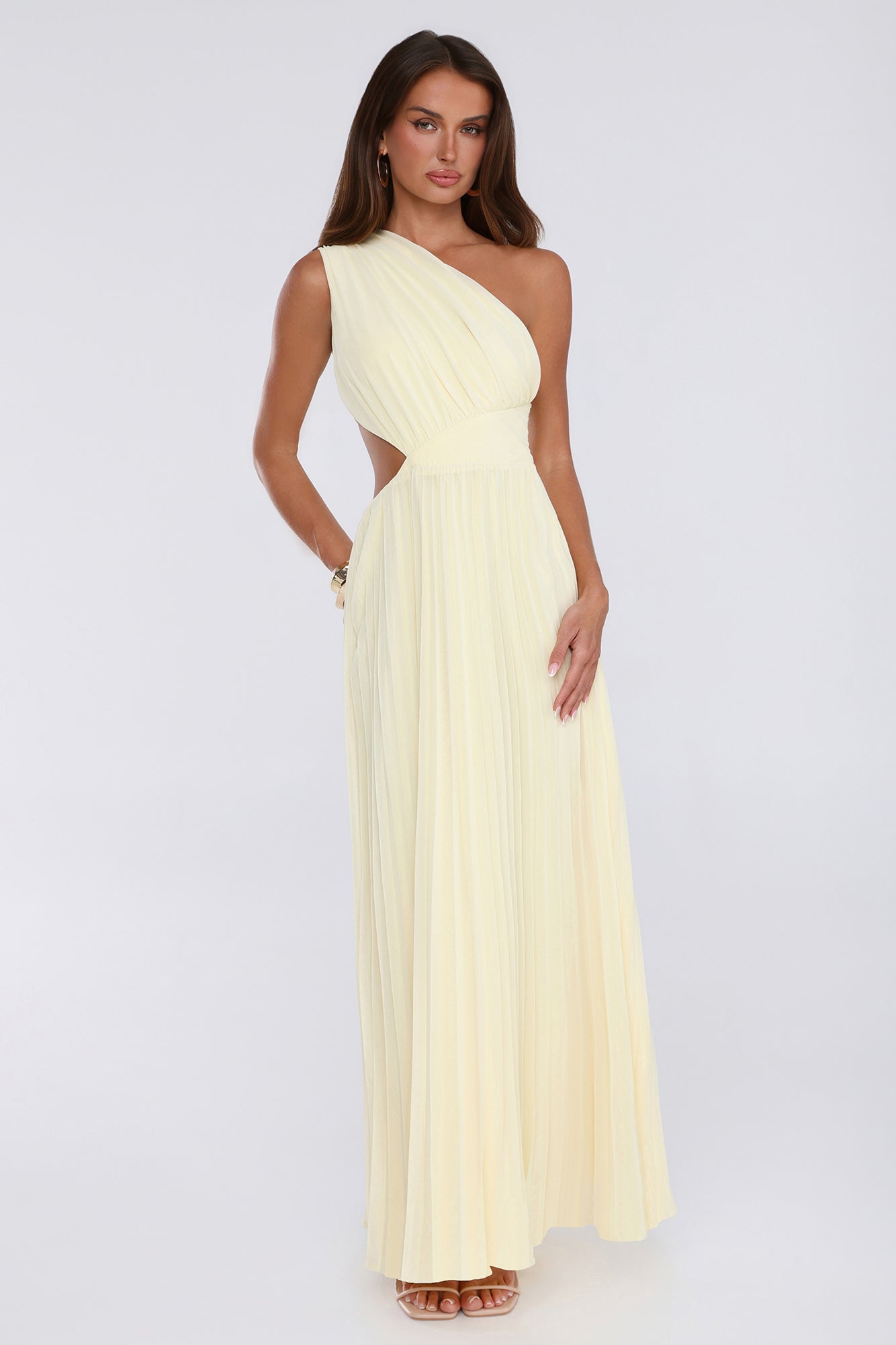 Niamh Yellow One Shoulder Maxi Dress