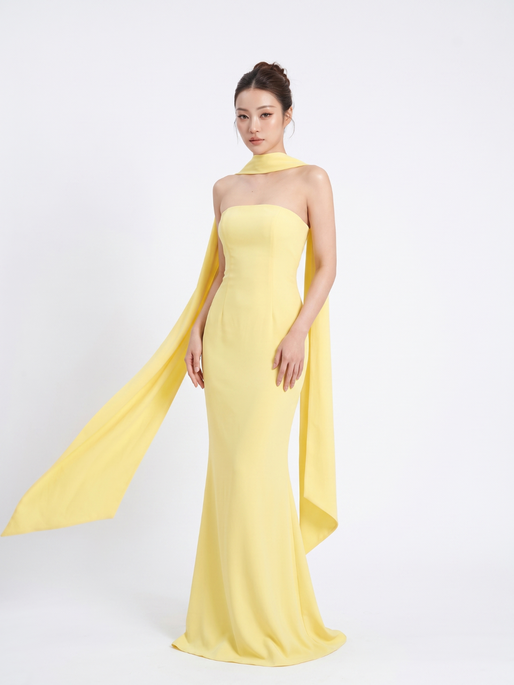 JOELLE Women's Strapless One-Shoulder Sash Maxi Dress