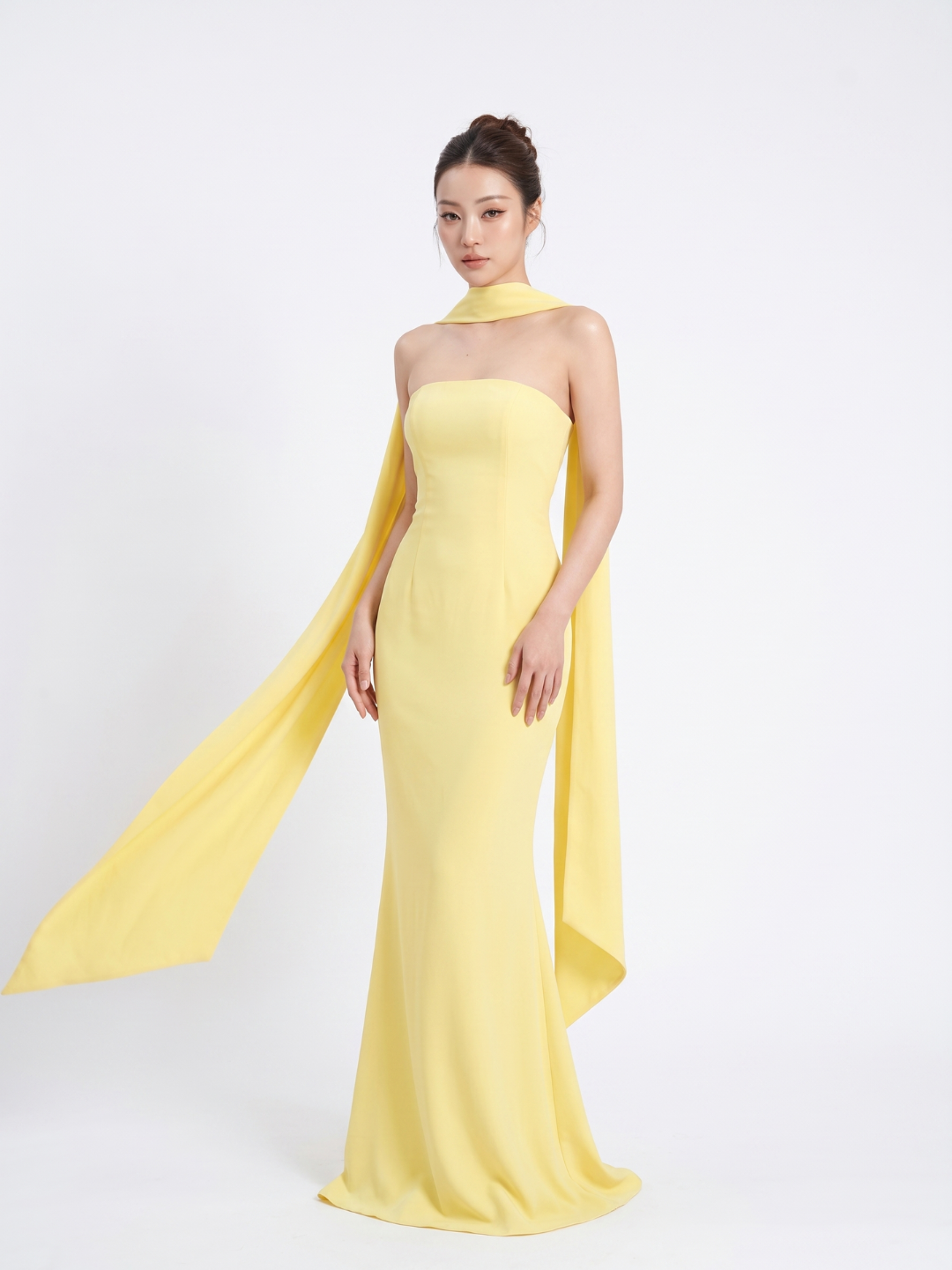 JOELLE Women's Strapless One-Shoulder Sash Maxi Dress