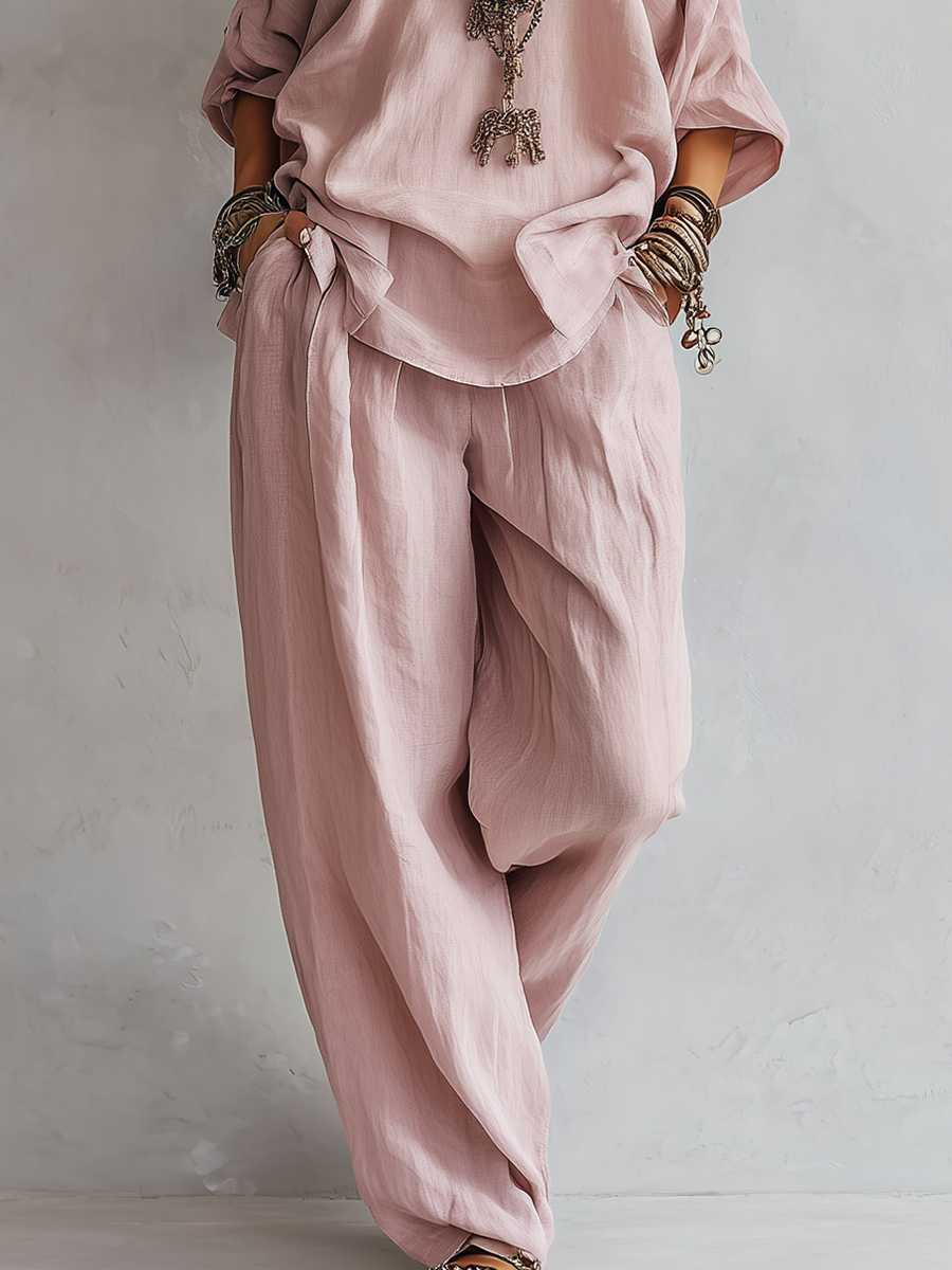 Cordelia Pink Linen Co-ord Set