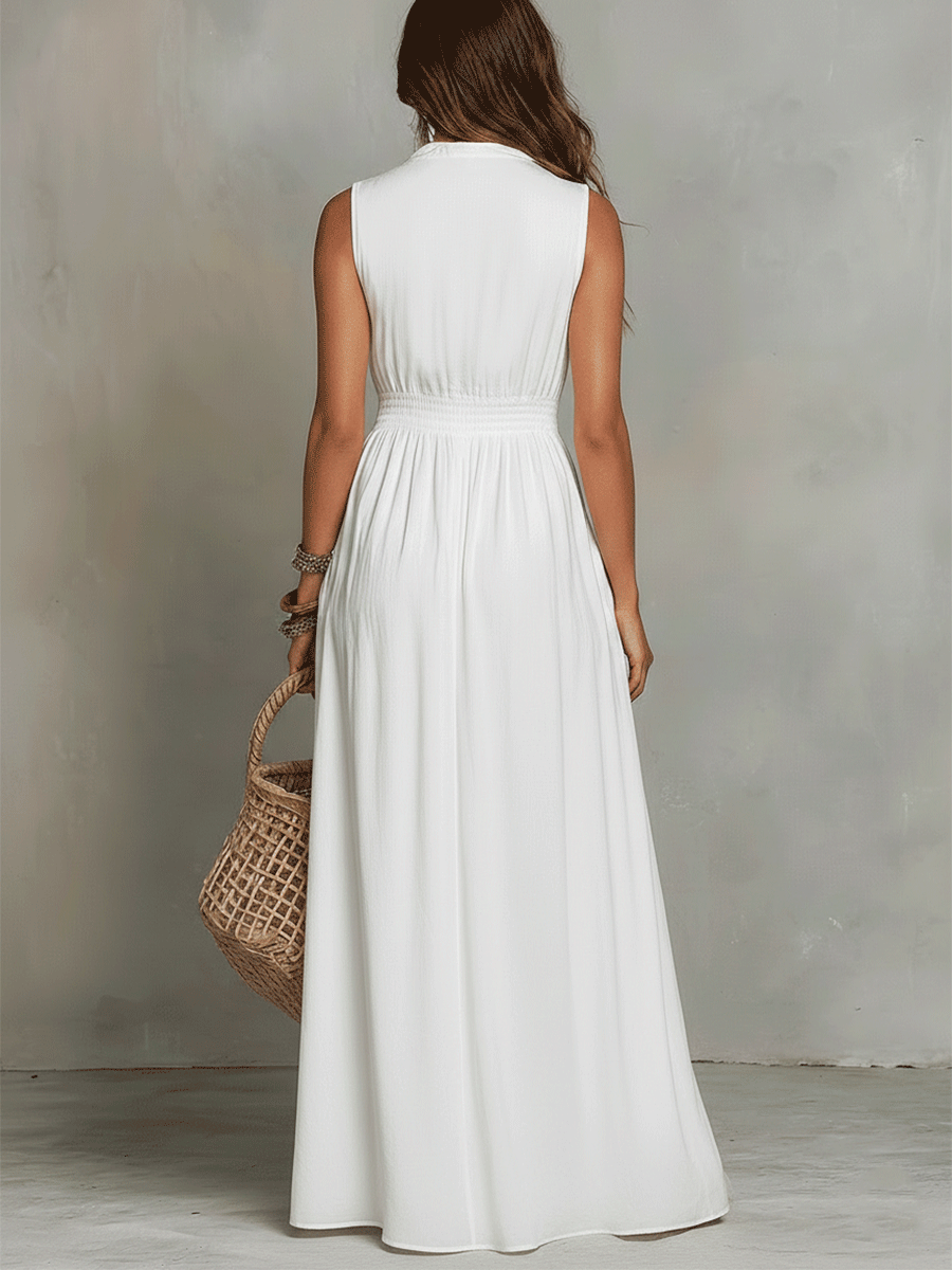 Liora White Sleeveless Maxi Dress