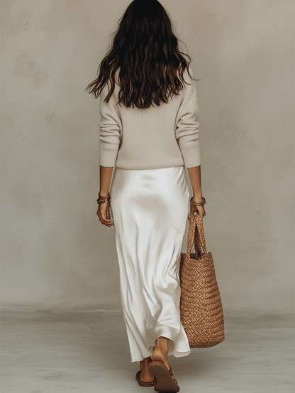Coraline Ivory Satin Co-ord Set