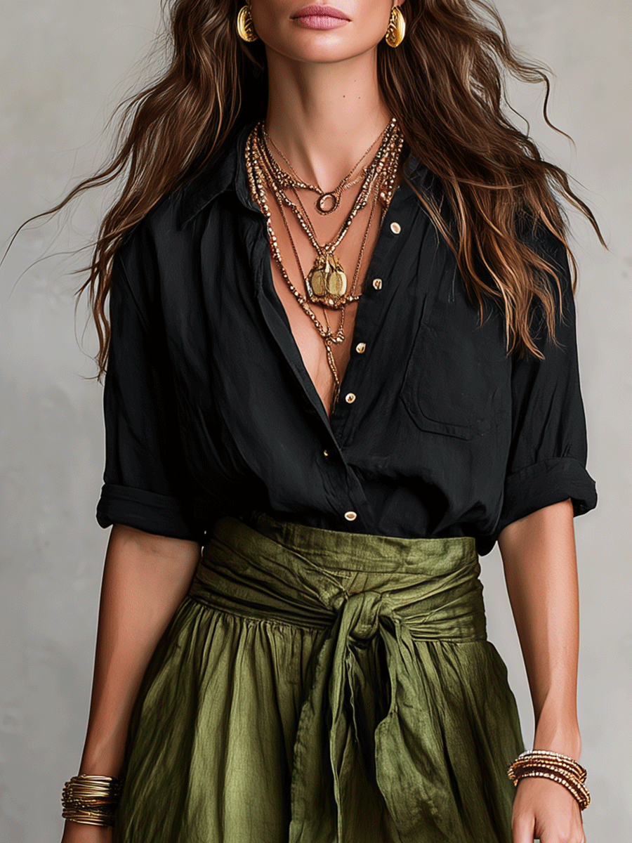 Eleanor Black Satin Co-ord Set