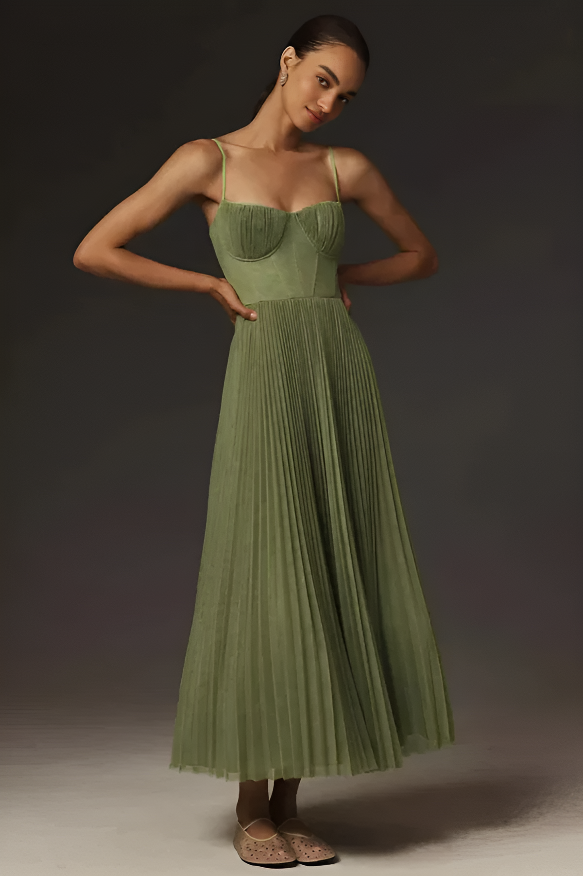 Niamh Tulle Pleated Midi Dress