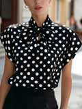 Josephine | Polka Dot Bow-Tie Satin Top