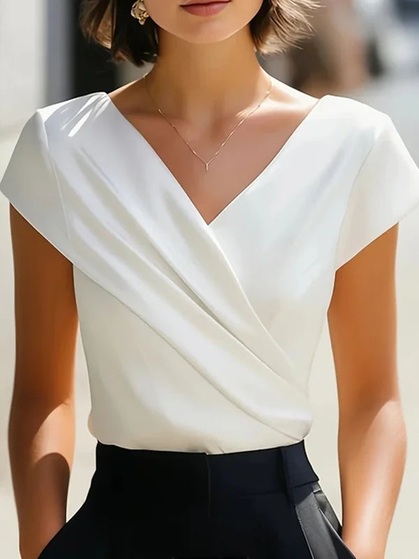 Greer Satin V-Neck Shirt