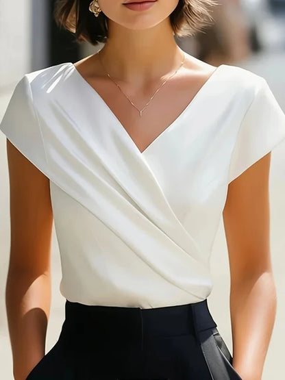 Greer Satin V-Neck Shirt