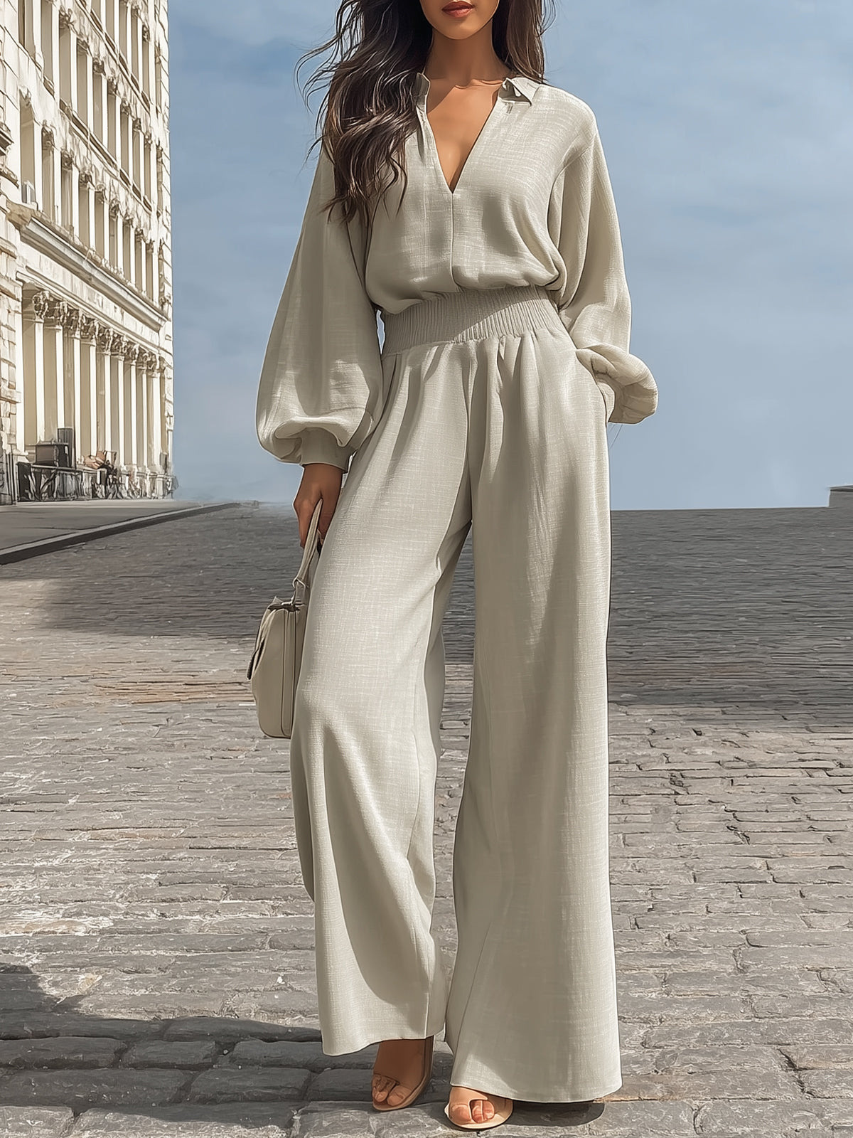 Quinn Linen V-Neck Co-ord Set