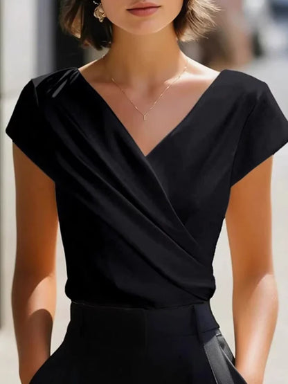 Greer Satin V-Neck Shirt