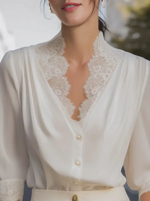 Fiorella Satin Lace Blouse