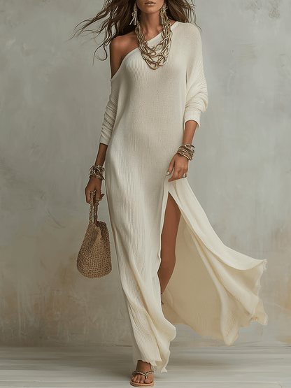 Seraphina Ivory One Shoulder Maxi Dress
