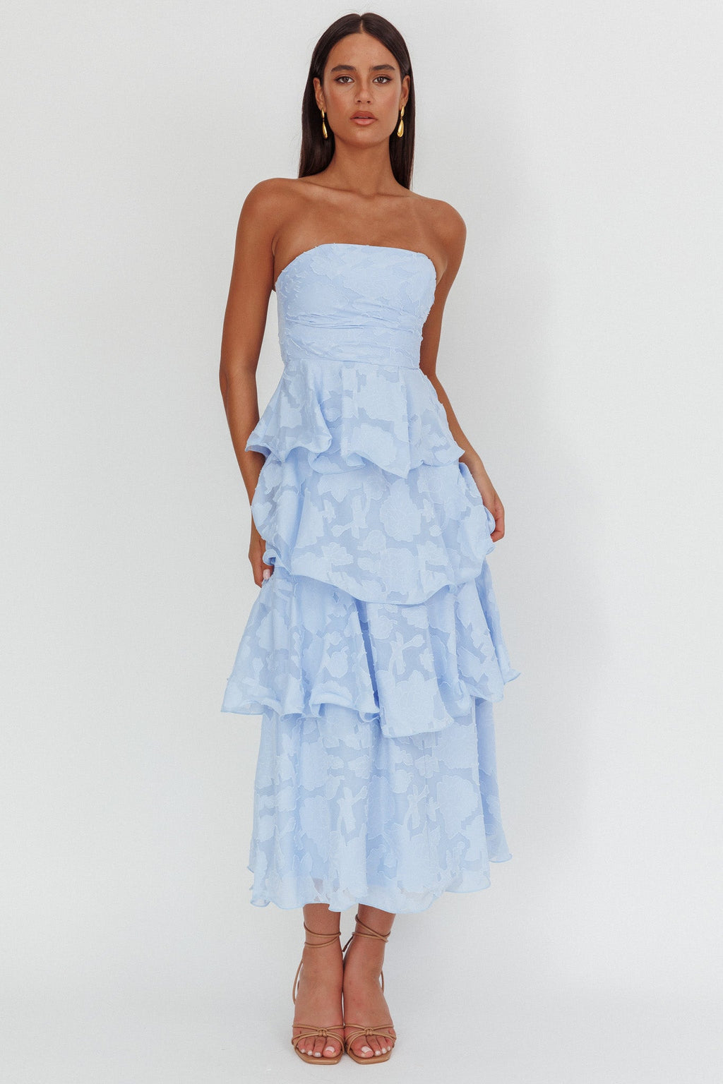 Annouchka Blue Strapless Midi Dress
