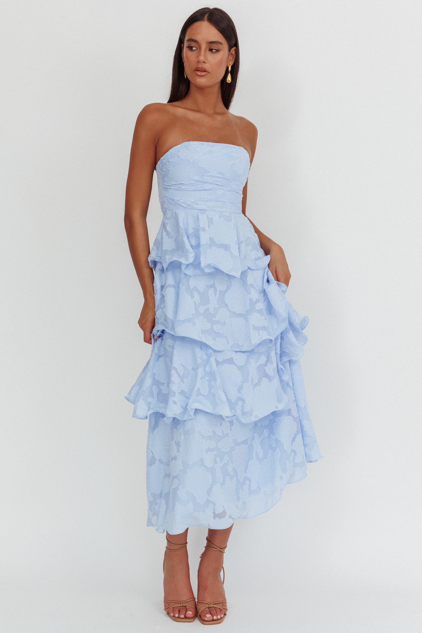 Annouchka Blue Strapless Midi Dress