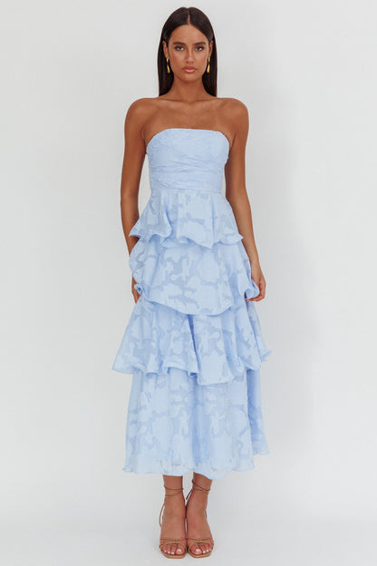 Annouchka Blue Strapless Midi Dress