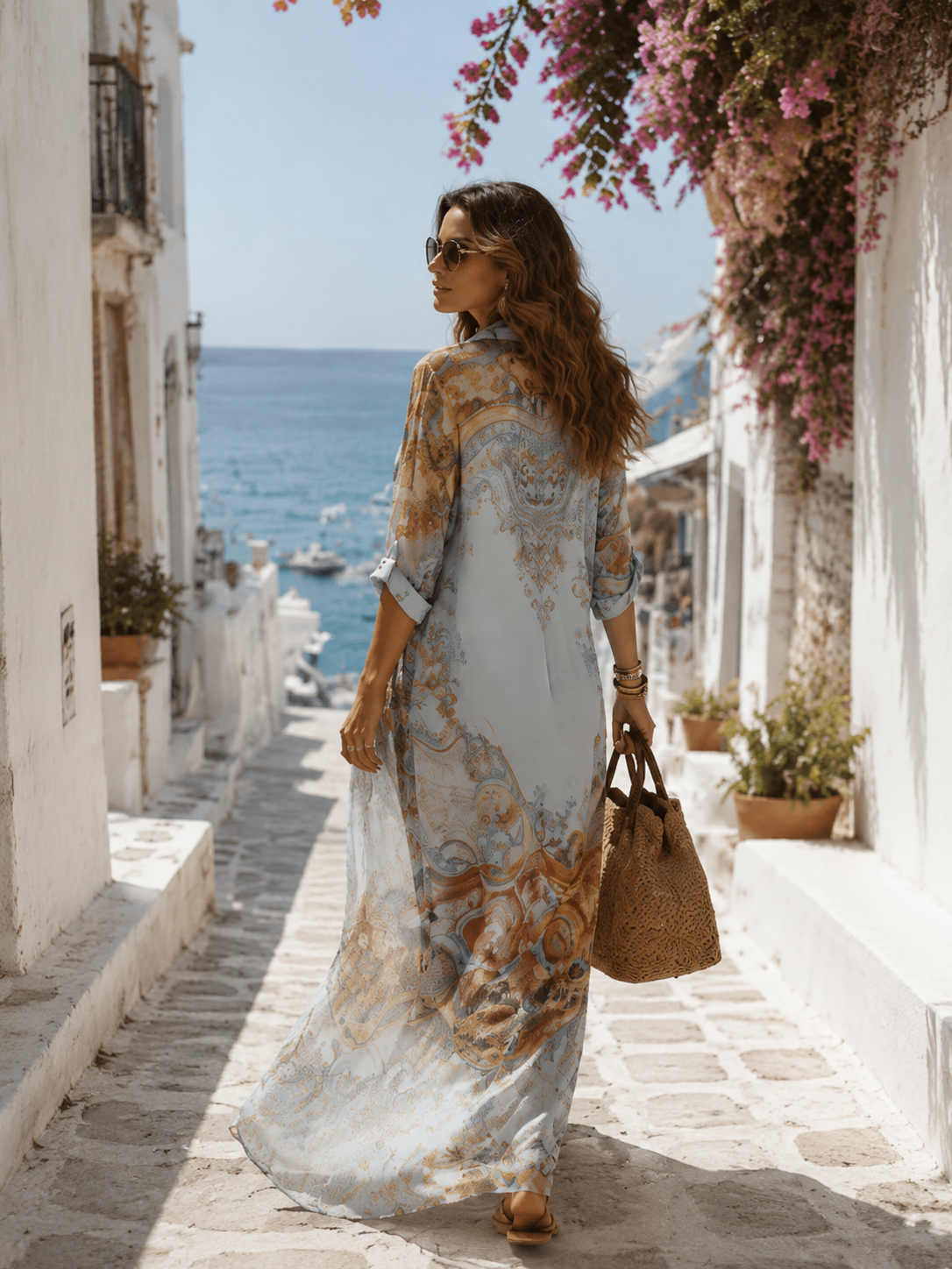 Rosalie Blue Chiffon Floral Maxi Dress