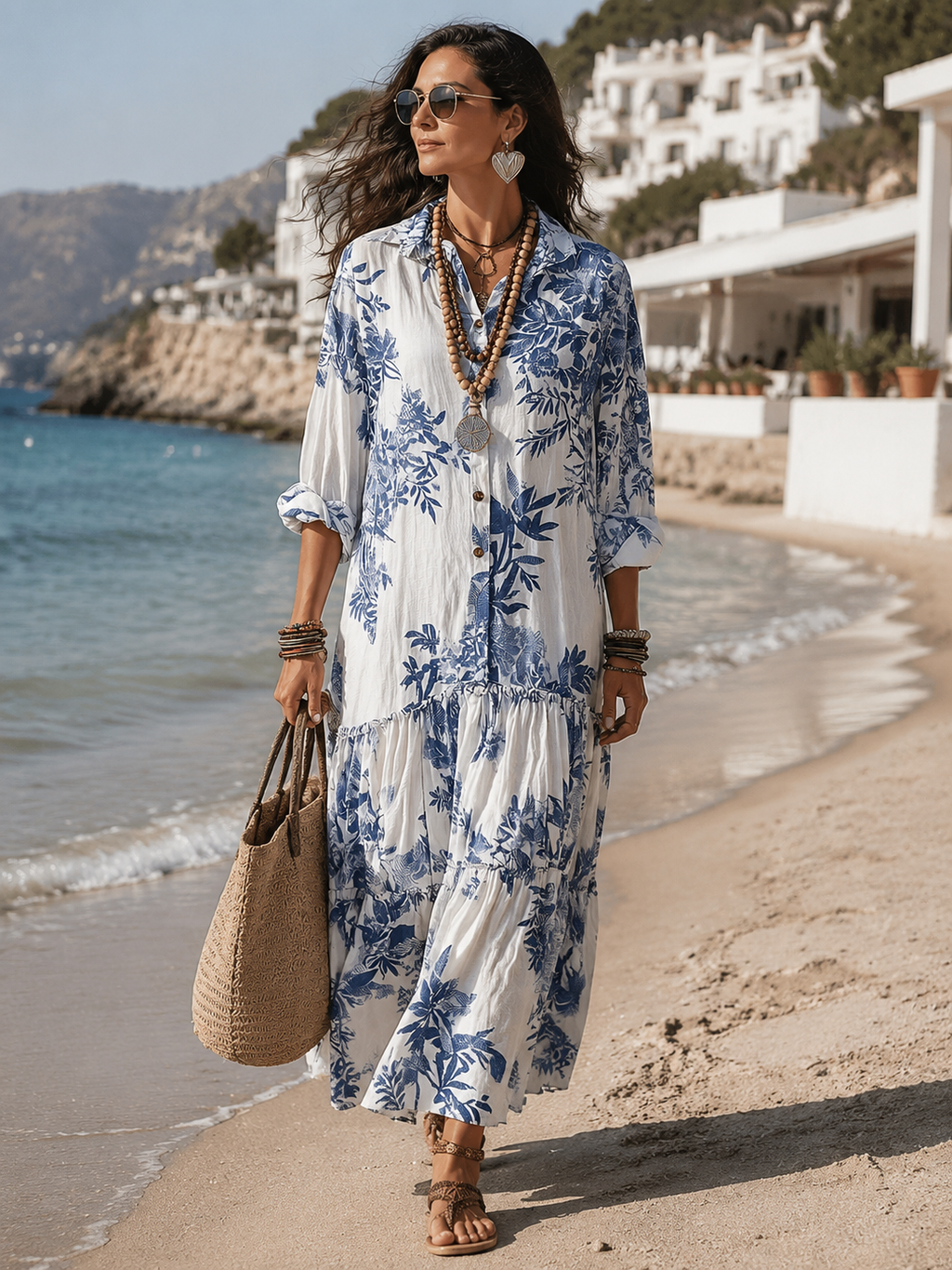 Gloria Blue Floral Maxi Dress