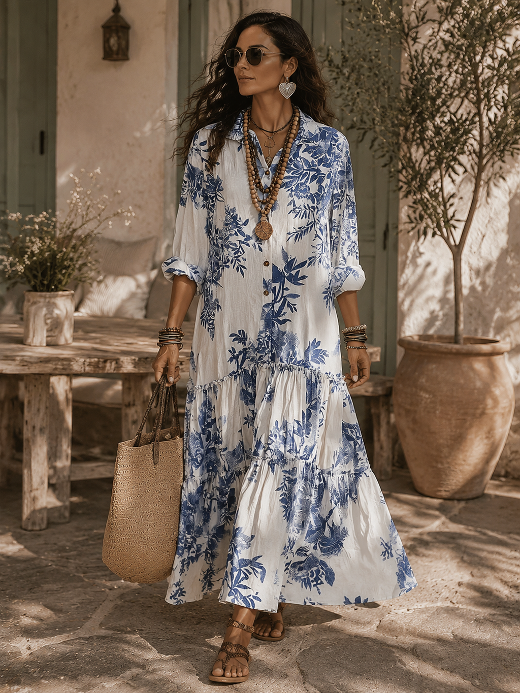Gloria Blue Floral Maxi Dress