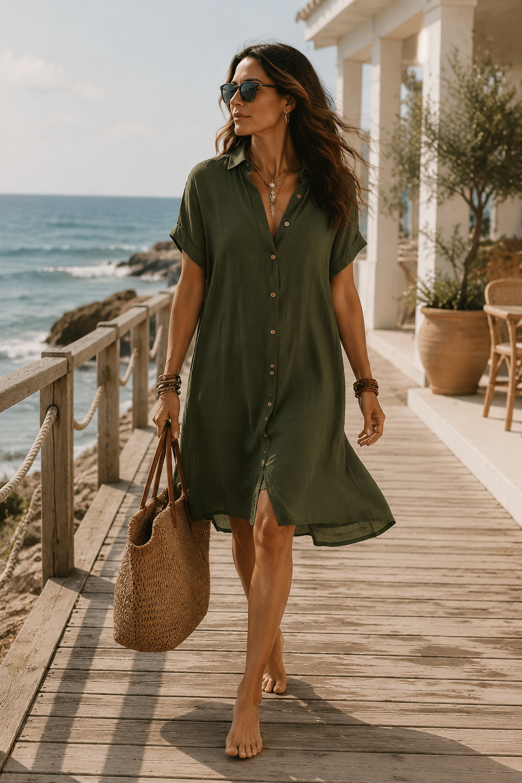 Jeyra Black Linen Midi Dress