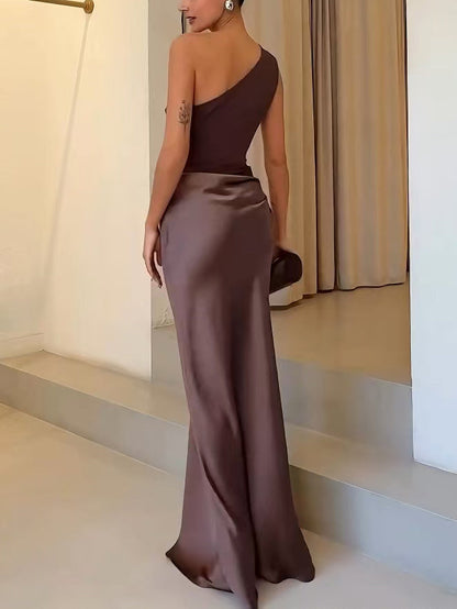 Amaryllis One Shoulder Maxi Dress