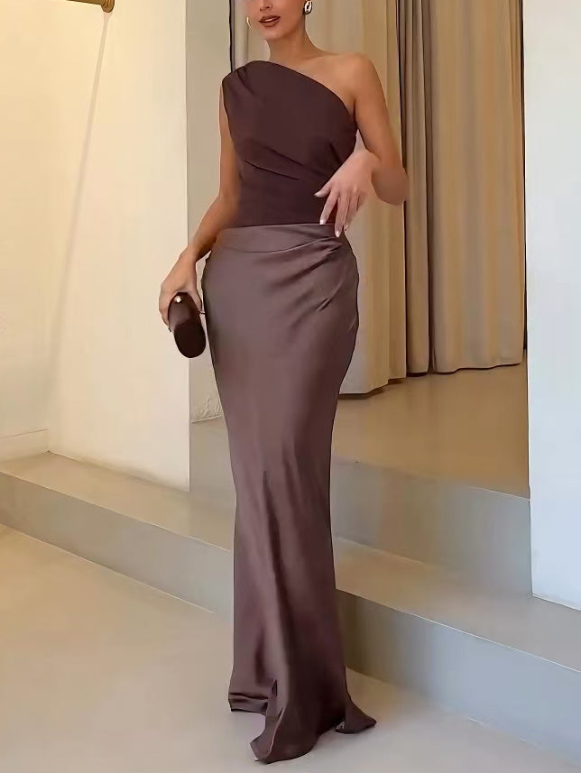 Amaryllis One Shoulder Maxi Dress