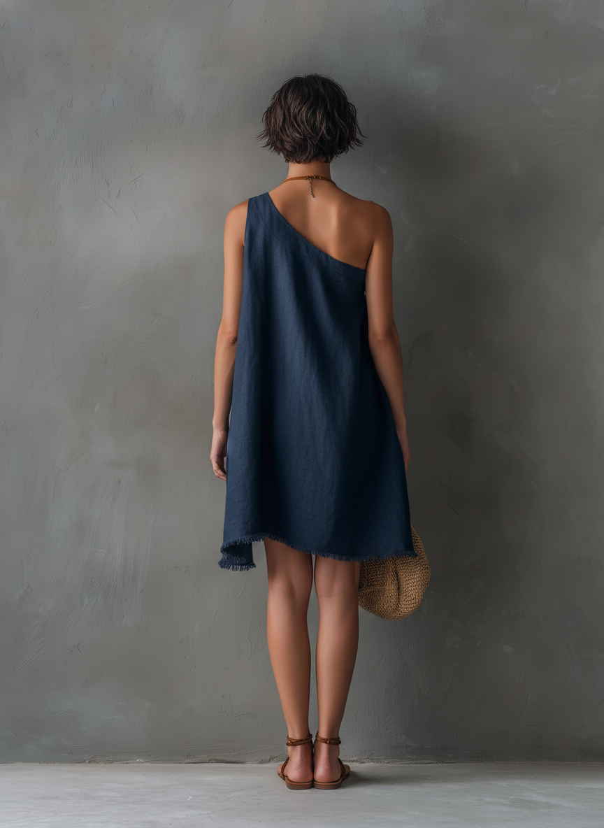 Helena Linen One Shoulder Mini Dress