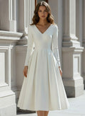 Carlotta Satin V-Neck Midi Dress