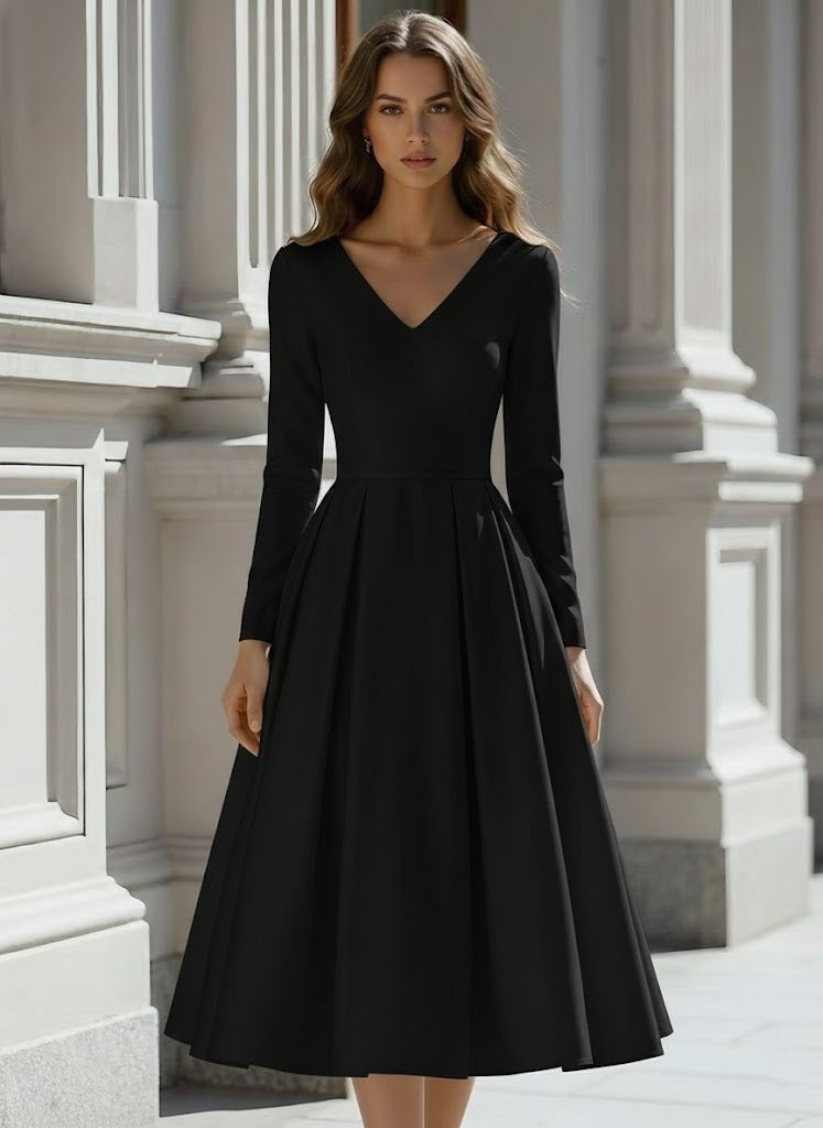 Carlotta Satin V-Neck Midi Dress