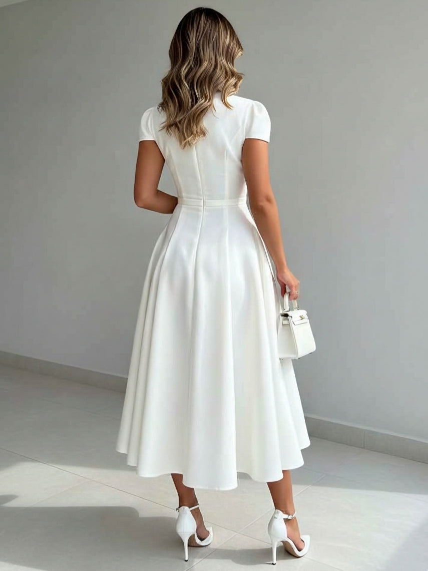 Frieda Satin V-Neck Midi Dress