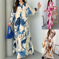 RAYLEE Women's Long Sleeve Abstract Print Maxi Shirt Dress