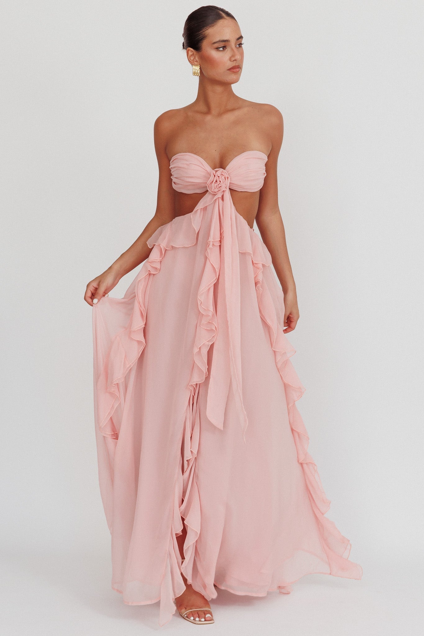 Jacaranda Blush Ruffle Maxi Dress