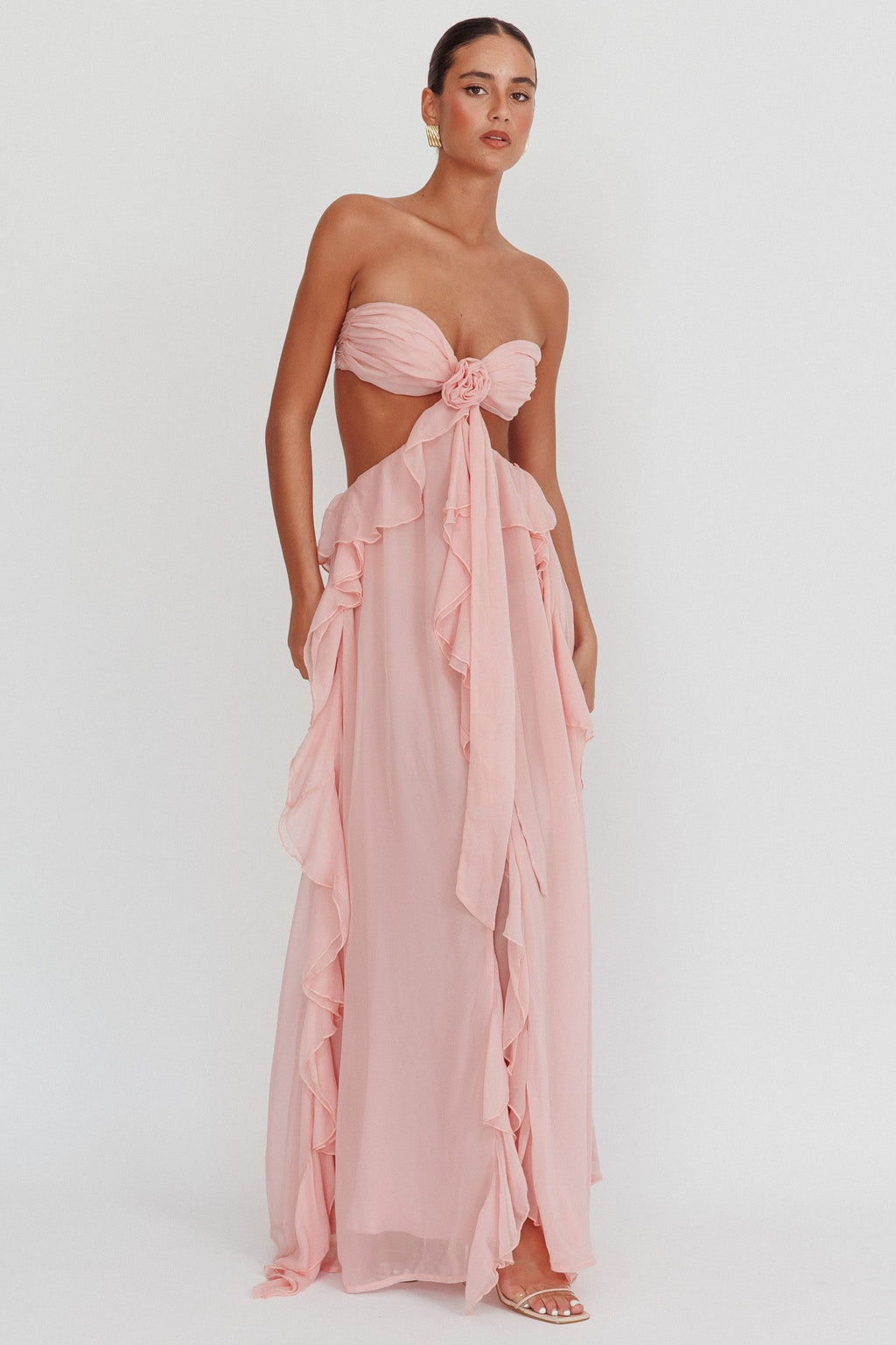 Jacaranda Blush Ruffle Maxi Dress