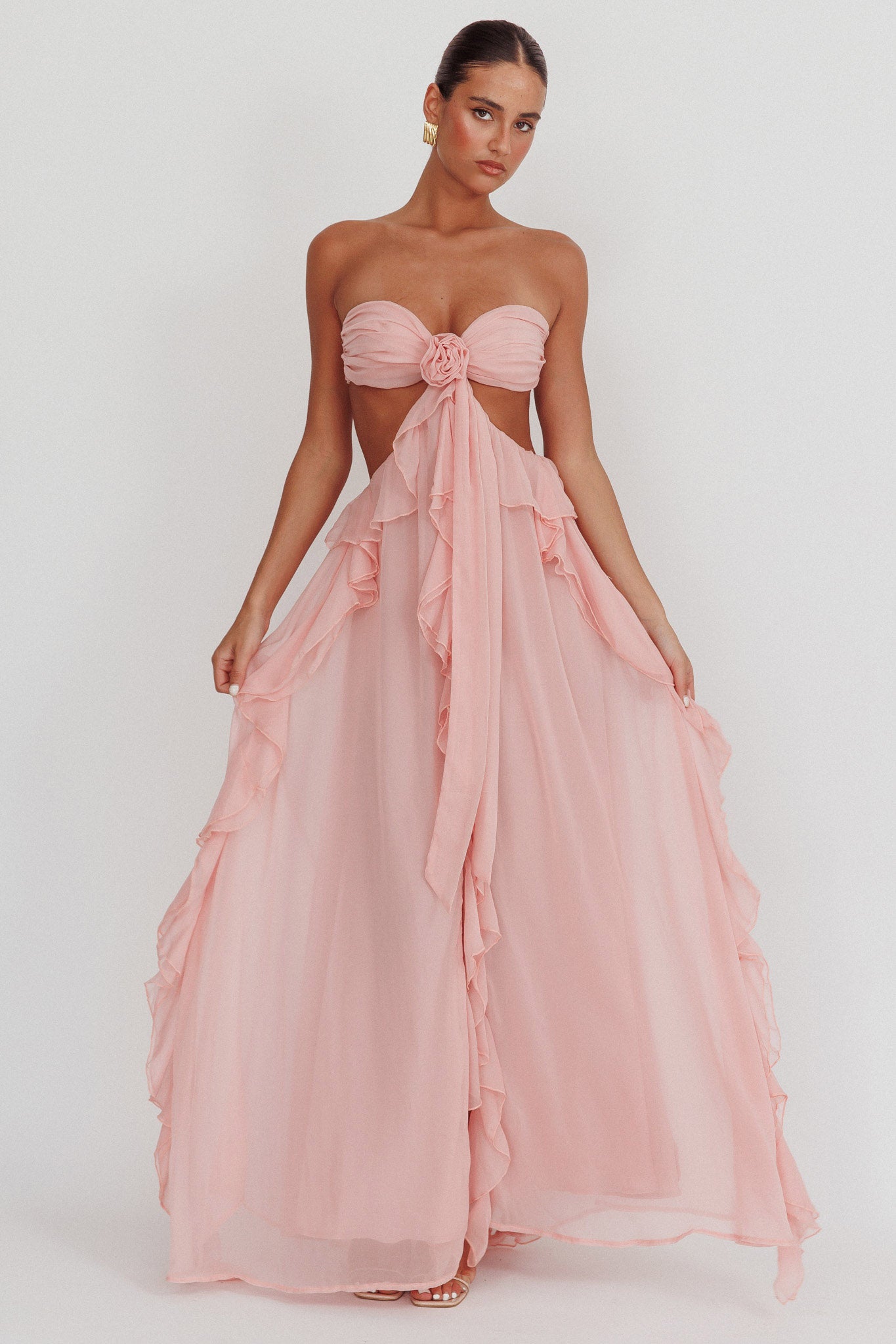 Jacaranda Blush Ruffle Maxi Dress