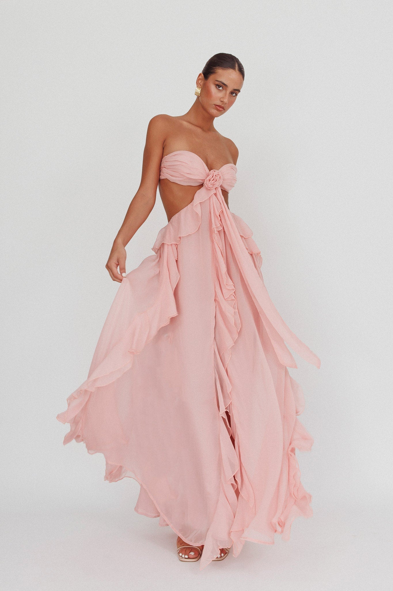 Jacaranda Blush Ruffle Maxi Dress