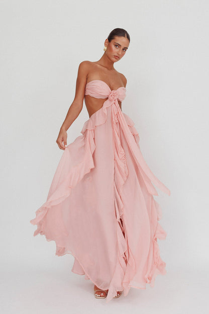 Jacaranda Blush Ruffle Maxi Dress