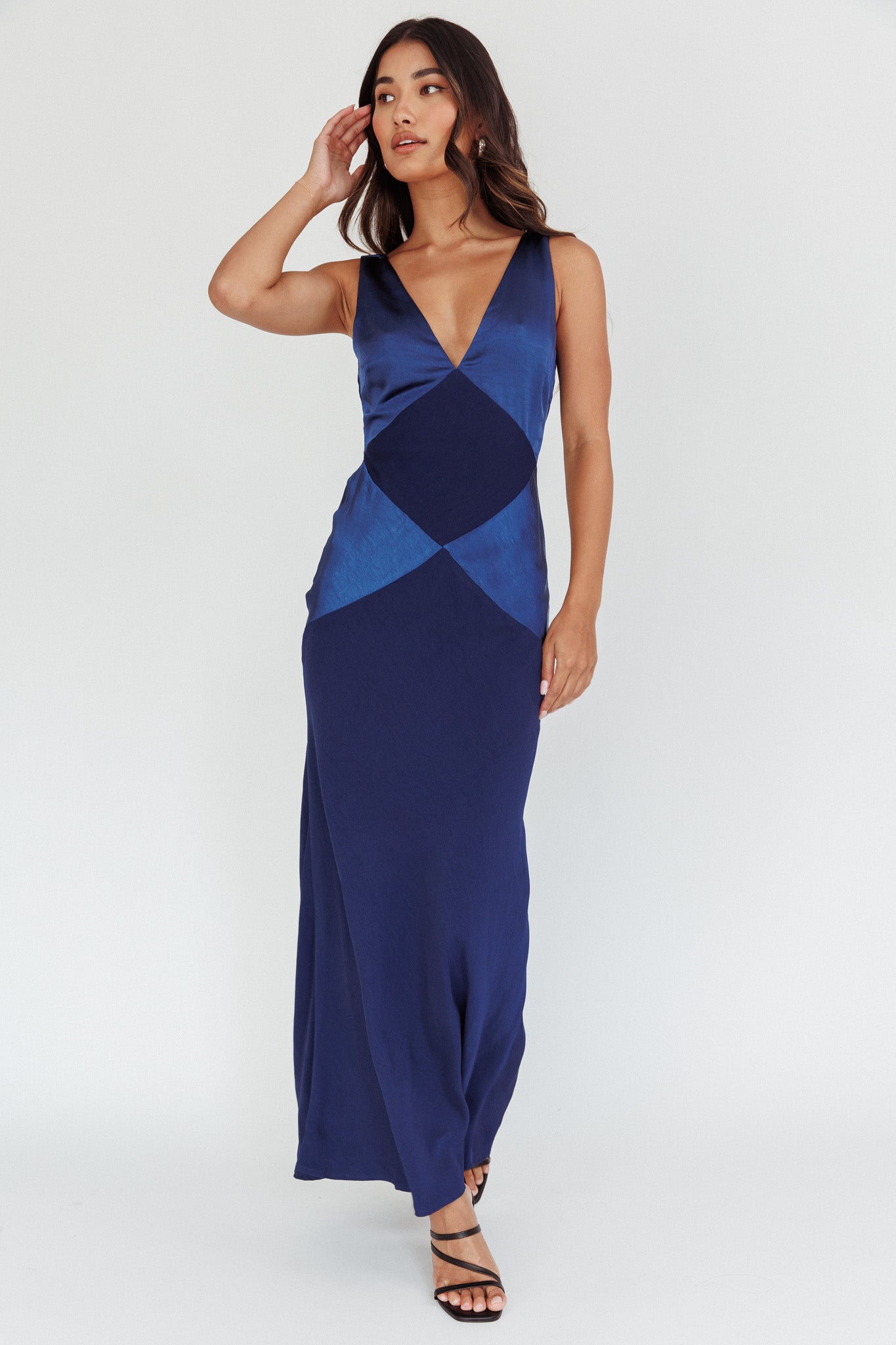 Emmeline Navy V-Neck Maxi Dress