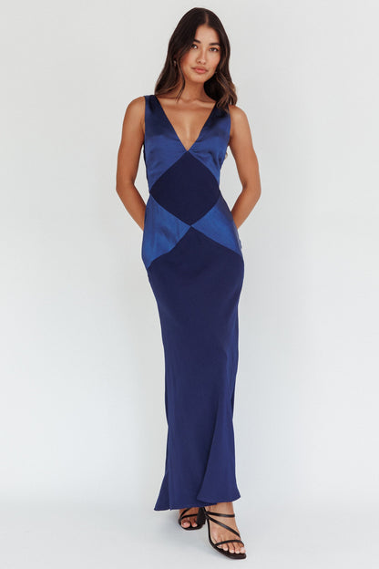Emmeline Navy V-Neck Maxi Dress