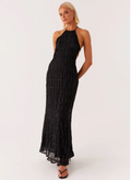 Romy | Halter Backless Textured Maxi Dress