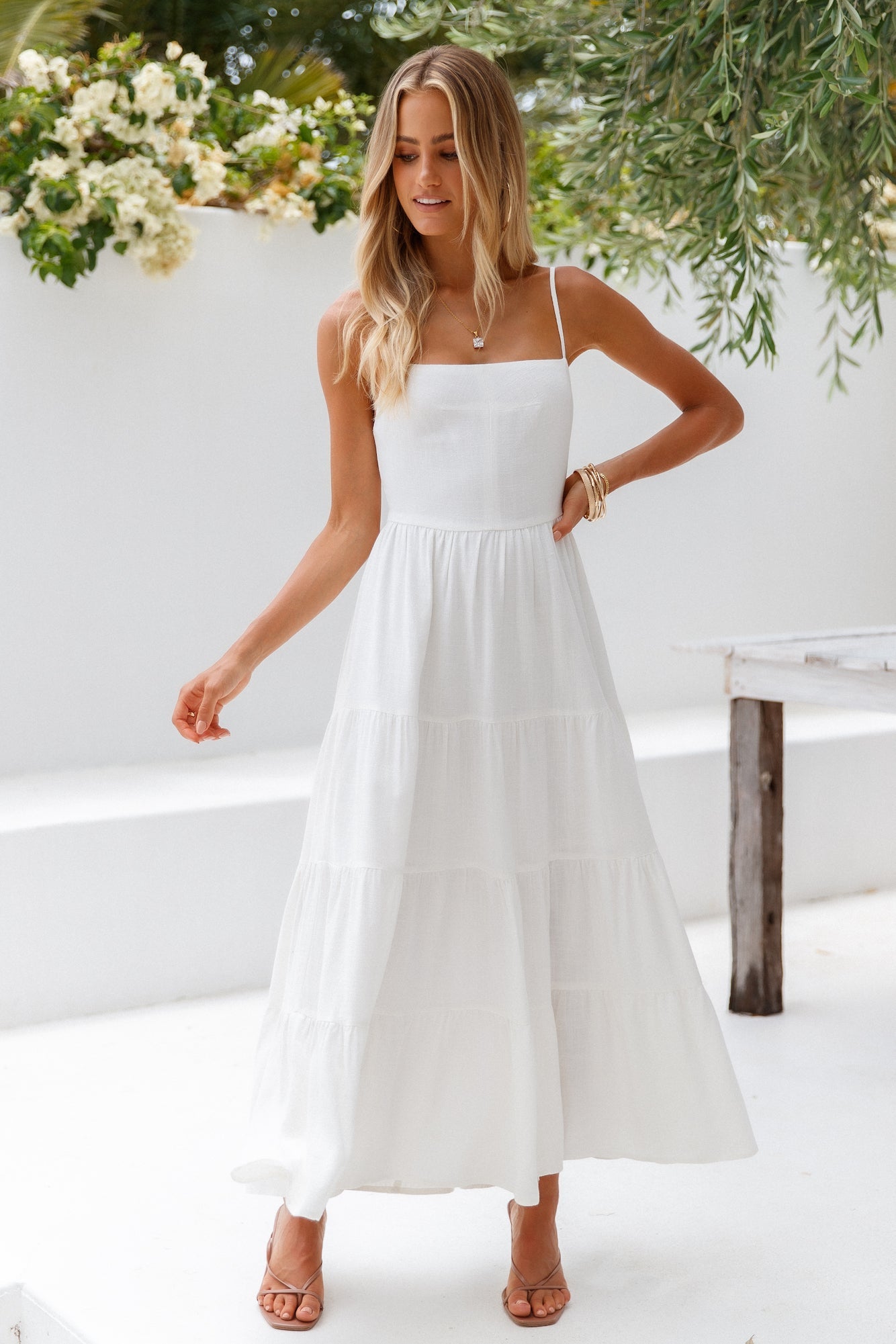 Raissa White Midi Dress