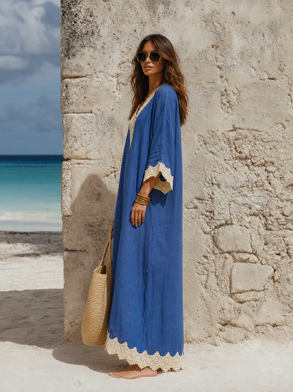 Vesper Linen Lace Maxi Dress