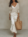 Coraline Ivory Satin Co-ord Set