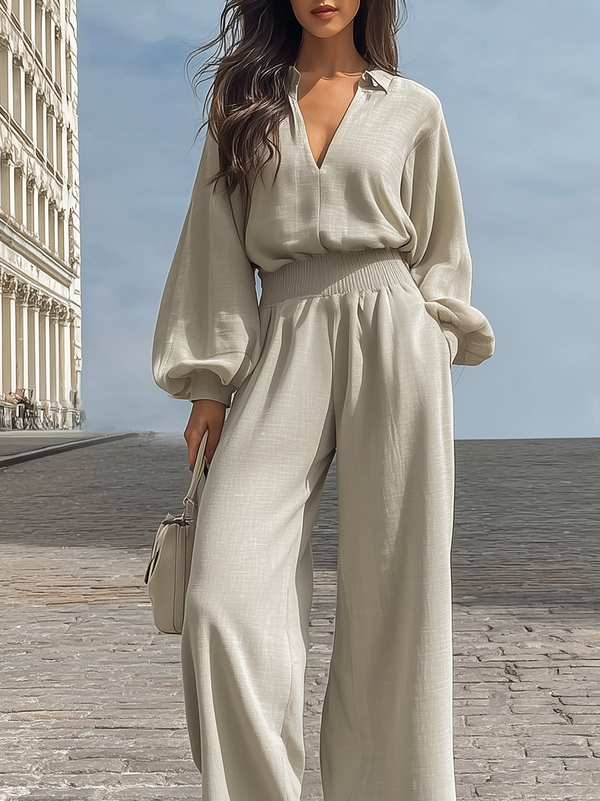 Quinn Linen V-Neck Co-ord Set