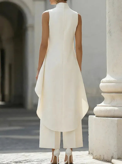 Adelina | Draped Mock-Neck Vest Wide-Leg Co-ord Set