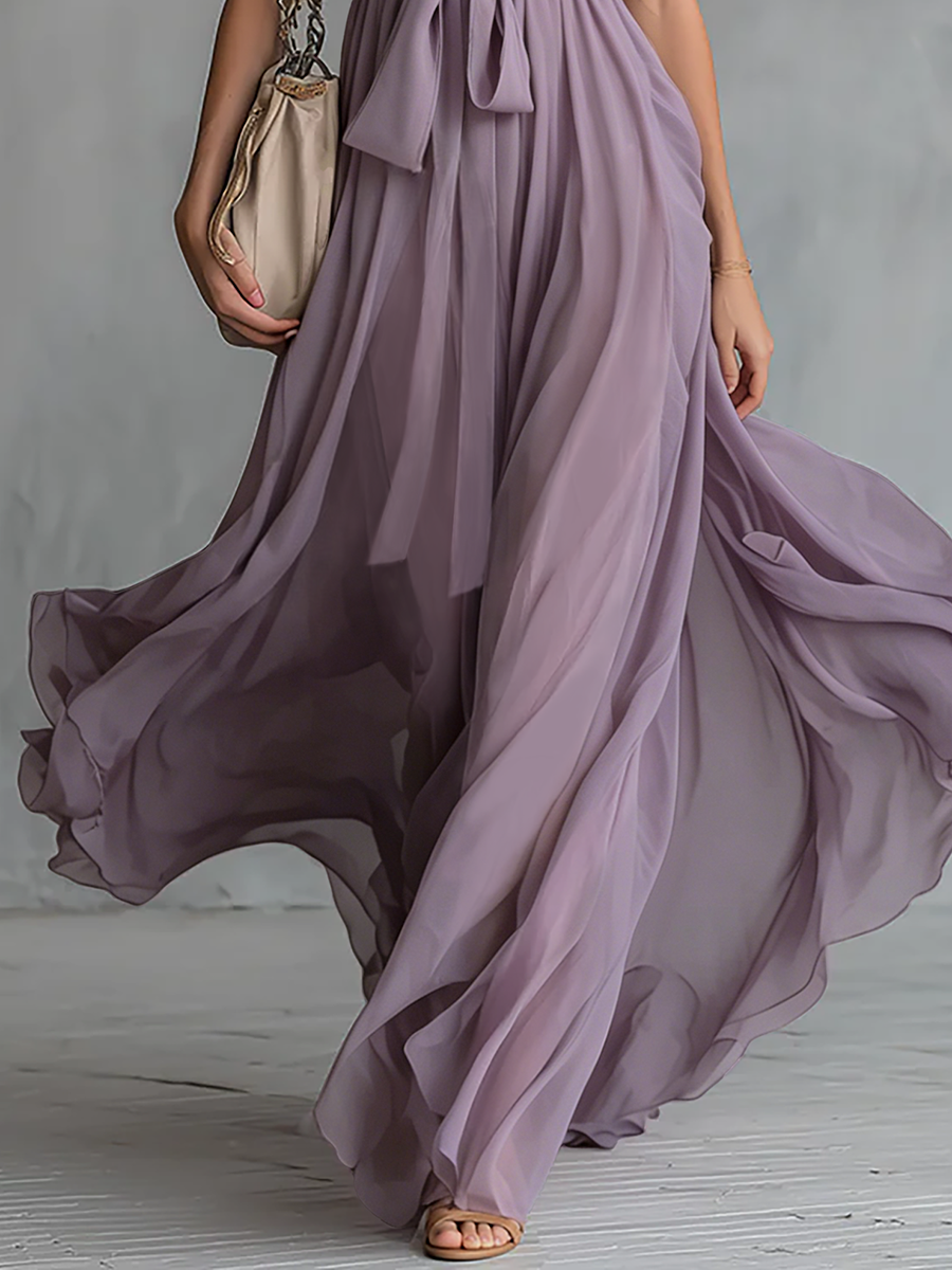 Edith Chiffon Halter Maxi Dress