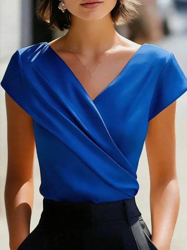 Greer Satin V-Neck Shirt