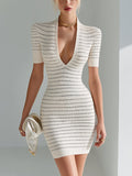 Goldie Black Knit V-Neck Mini Dress