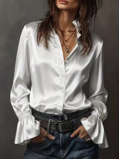 Thais Satin Ruffle Shirt