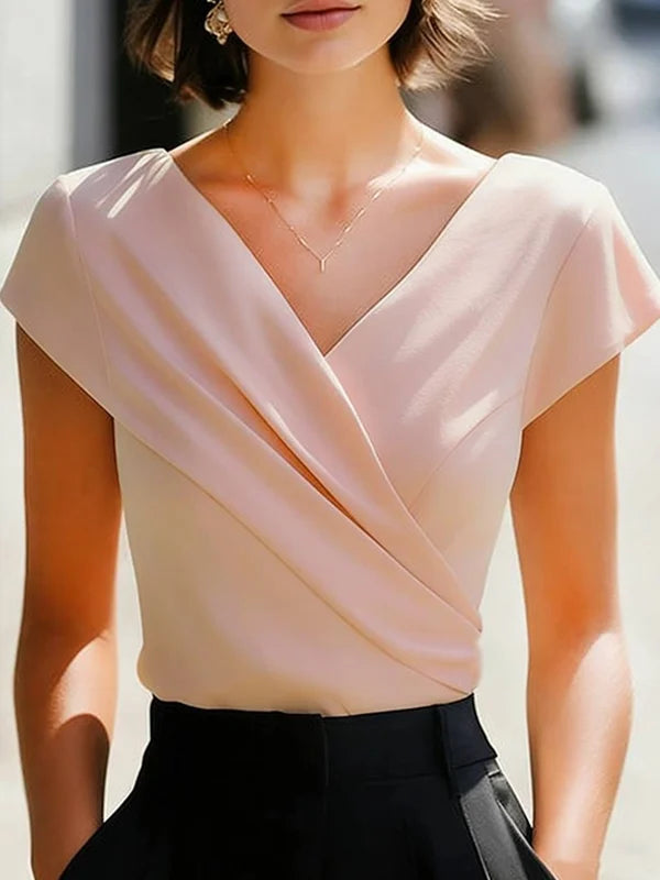 Greer Satin V-Neck Shirt