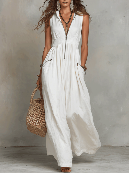 Liora White Sleeveless Maxi Dress
