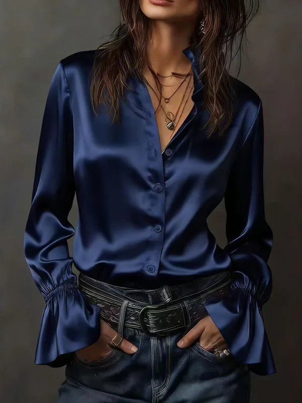 Thais Satin Ruffle Shirt