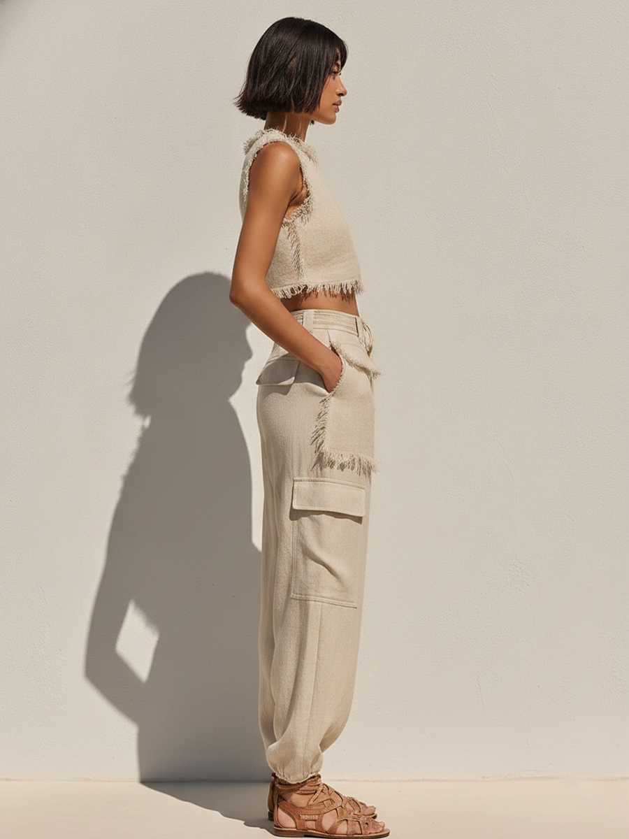 Una Beige Linen Co-ord Set